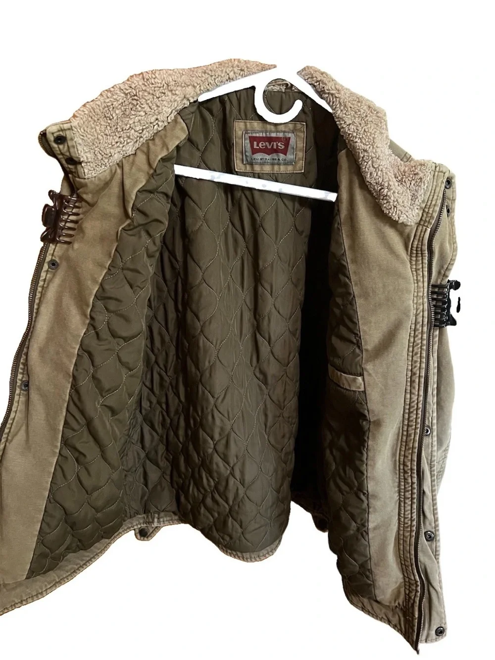 Levi's Men's Khaki Canvas Military Field Jacket Quilted Size M LM8CC046